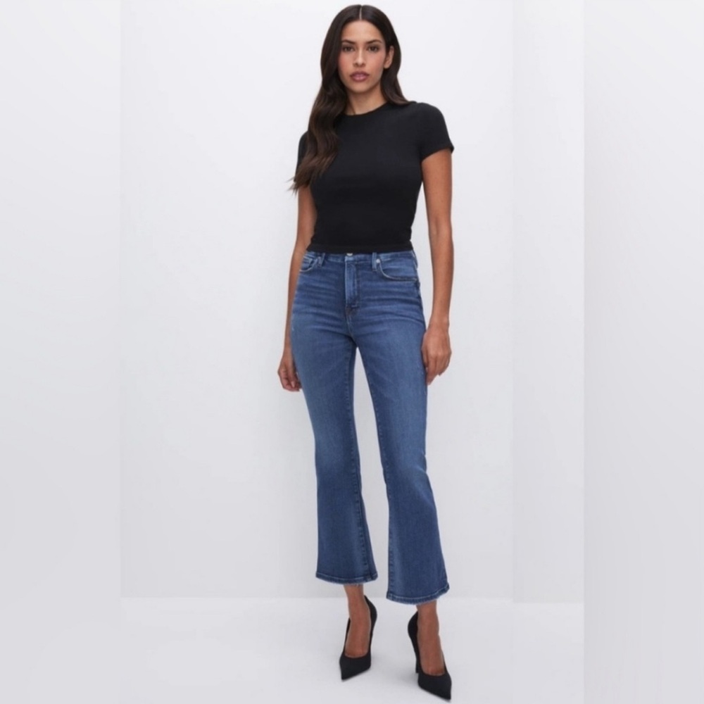 Good American Blue Cropped Jeans | Size 16